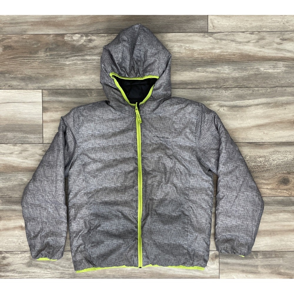 Eddie Bauer Kids Down Jacket Size 14/16 Reversible Duck Down Coat 930OW683